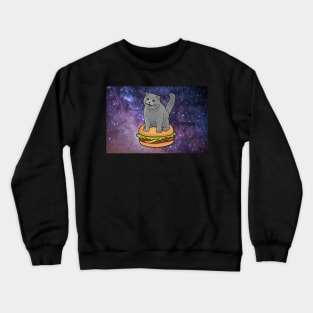 I CAN HAS CHEEZBURGER chubby meme cat in space Crewneck Sweatshirt